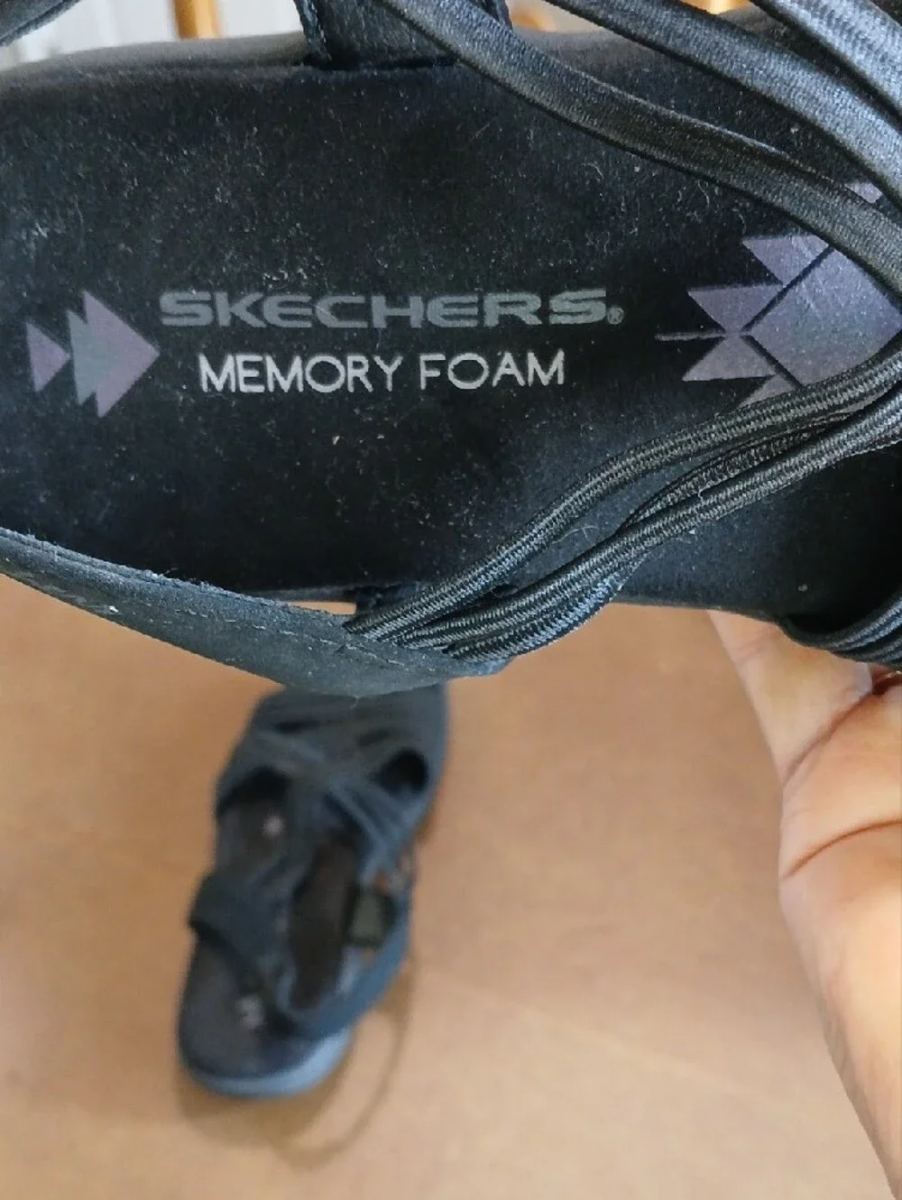 Skechers Black Strappy Memory Foam Kids Sandals